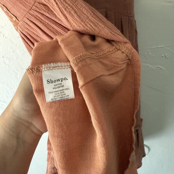 Showpo Dress Festival Small Pink Mauve Boho Flutter Sleeve Lace Up Mini Casual - Picture 10 of 10